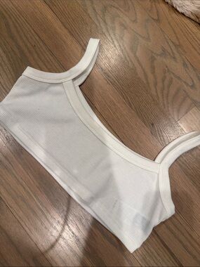 SHEIN White Ribbed Tank Top - Square Neck